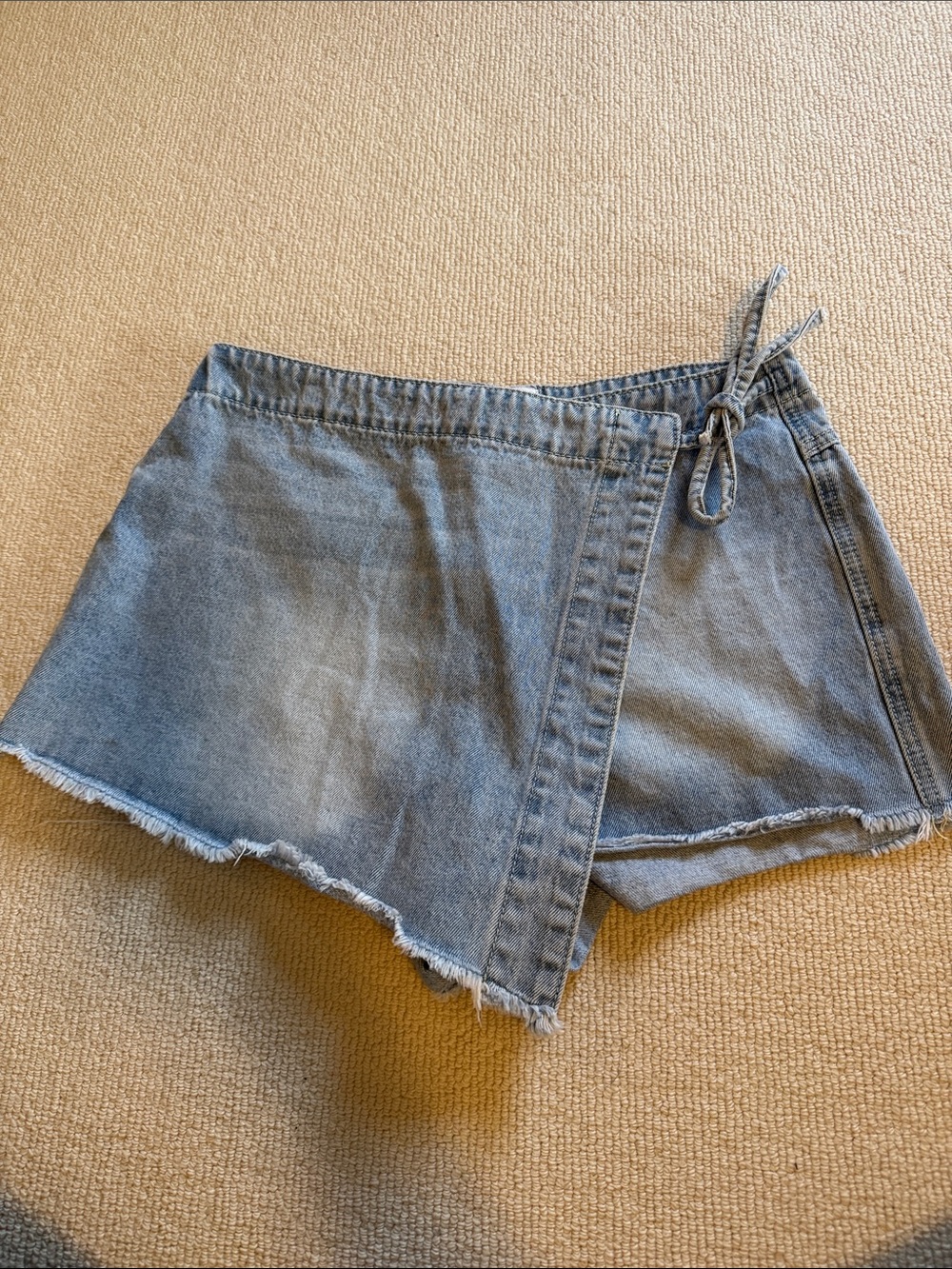 Princess Polly Light Blue Denim Wrap Jean Shorts